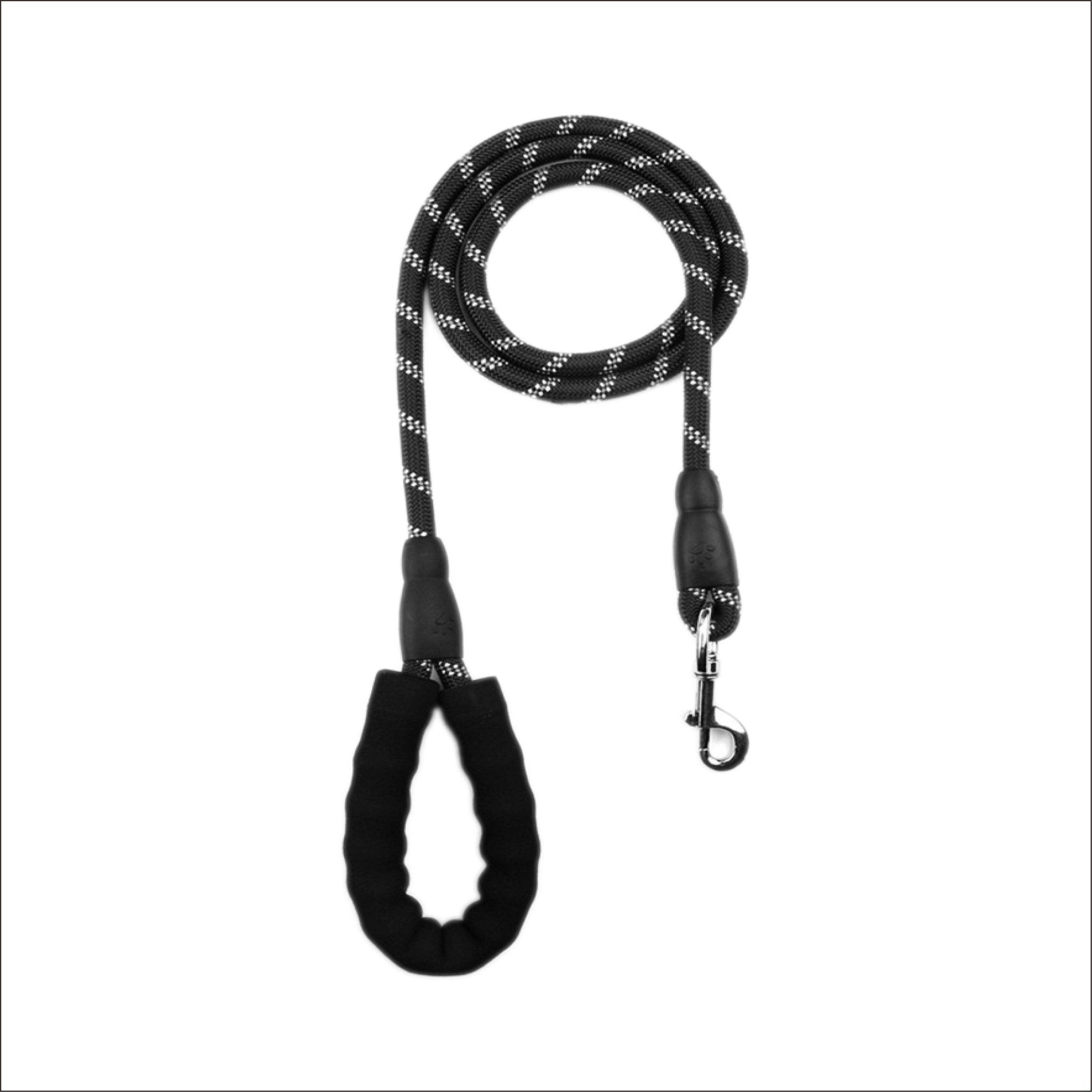 Pet Swift Extra Long Reflective Dog Lead | 3m Padded Handle Recall Training Rope - Black -