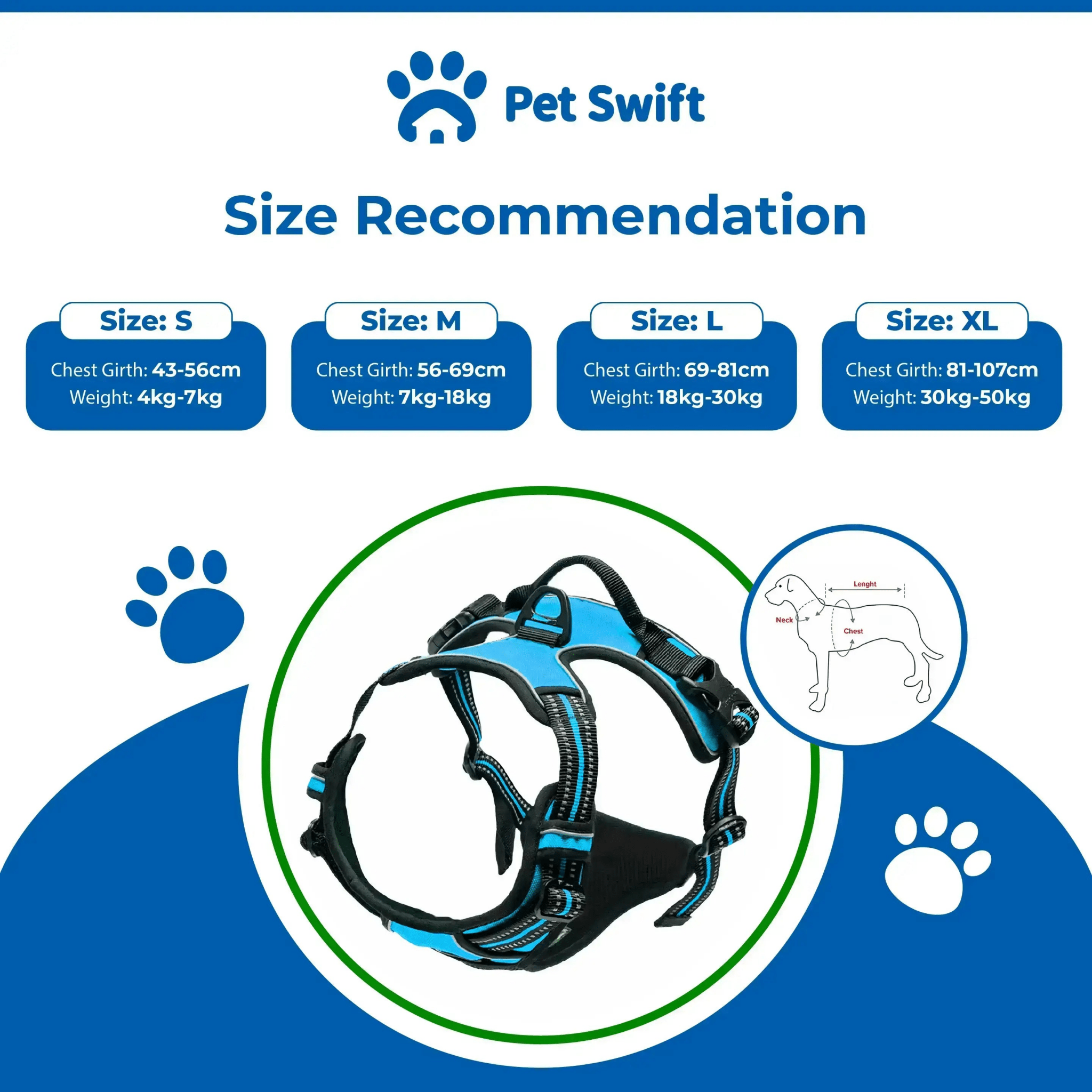 Pet Swift No Pull Dog Harness Red | Adjustable Reflective Front Clip Vest - Small -