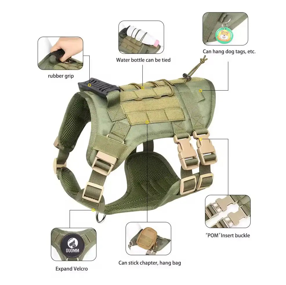 Pet Swift Tactical No-Pull Dog Harness Black | MOLLE System K9 Training Vest | Dog Harness | Brilliant Home Living