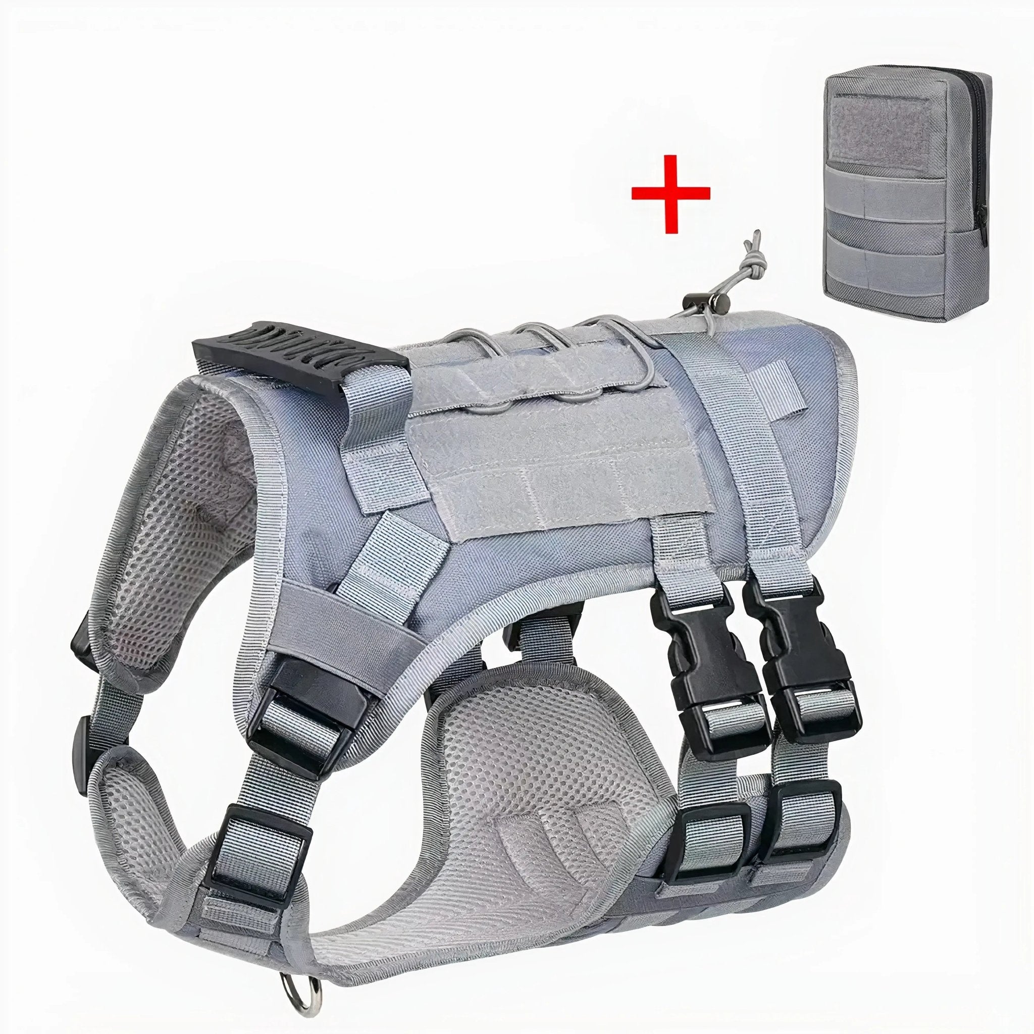 Pet Swift Tactical No-Pull Dog Harness Grey | MOLLE System K9 Training Vest - Small -