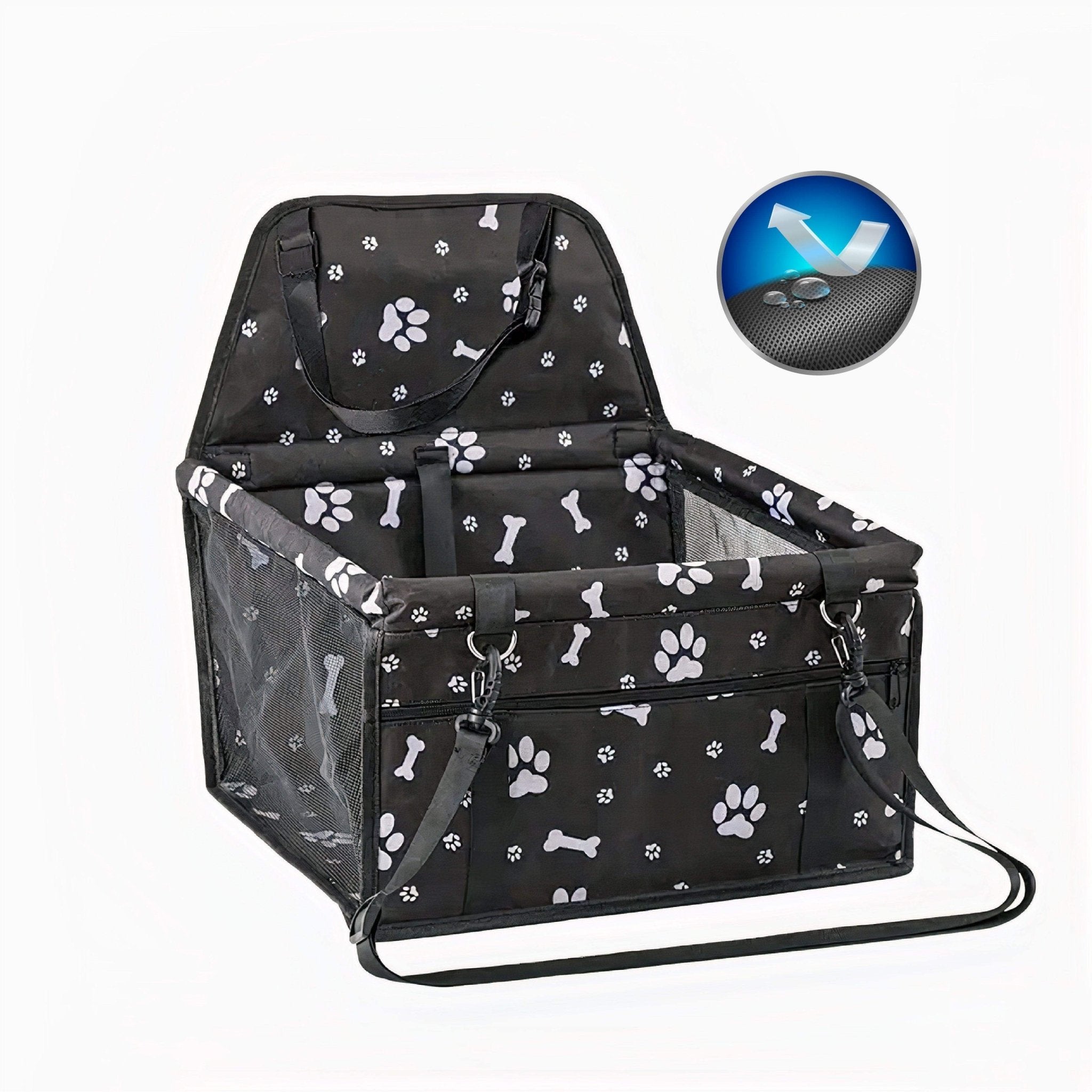 Pet Swift Waterproof Dog Car Booster Seat | Portable Puppy Safety Carrier - Black -