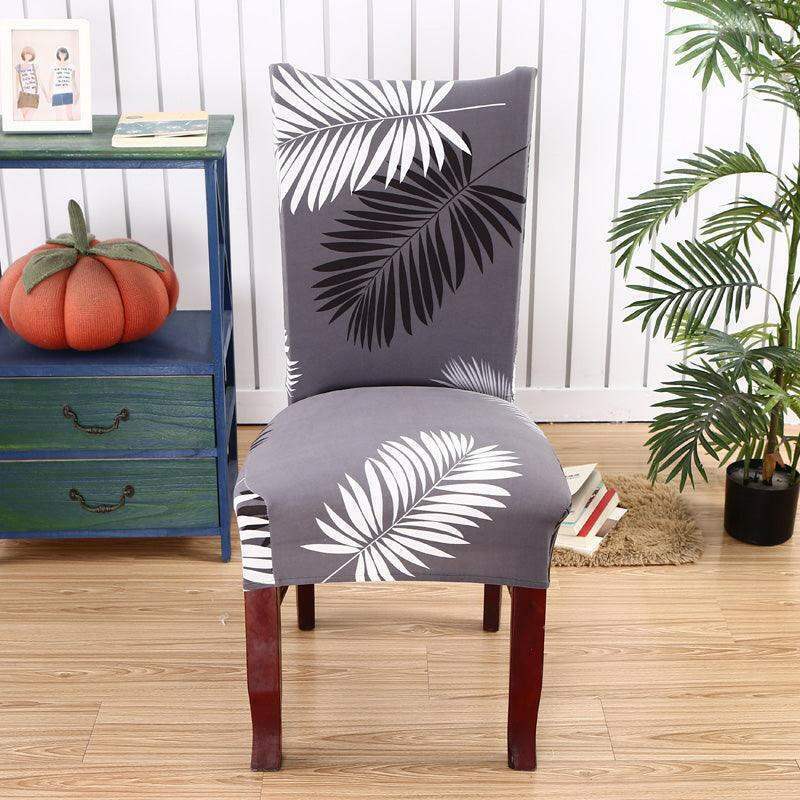 Hyper Cover Dining Chair Covers Black Feather Pattern | Stretch Slipcovers - 2 pcs -