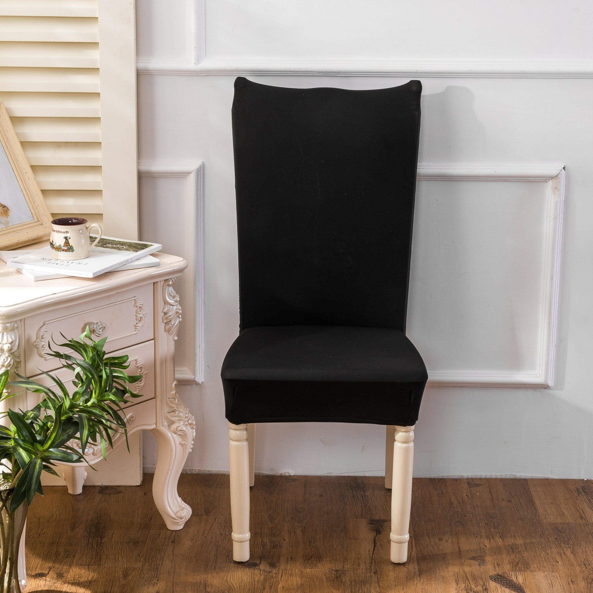Hyper Cover Stretch Dining Chair Covers Black | Slipcover Protectors - 2 pcs -