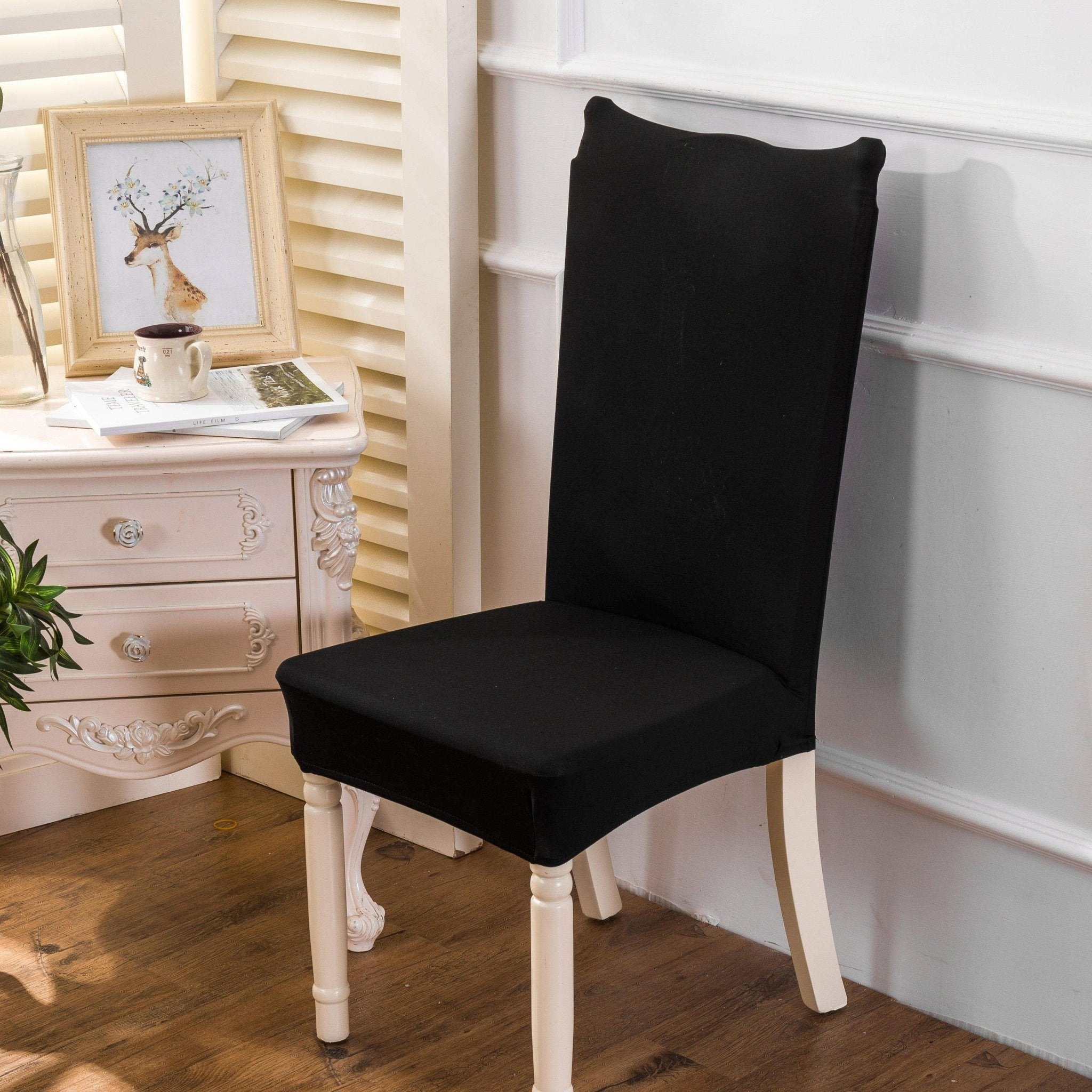Hyper Cover Stretch Dining Chair Covers Black | Slipcover Protectors - 2 pcs -