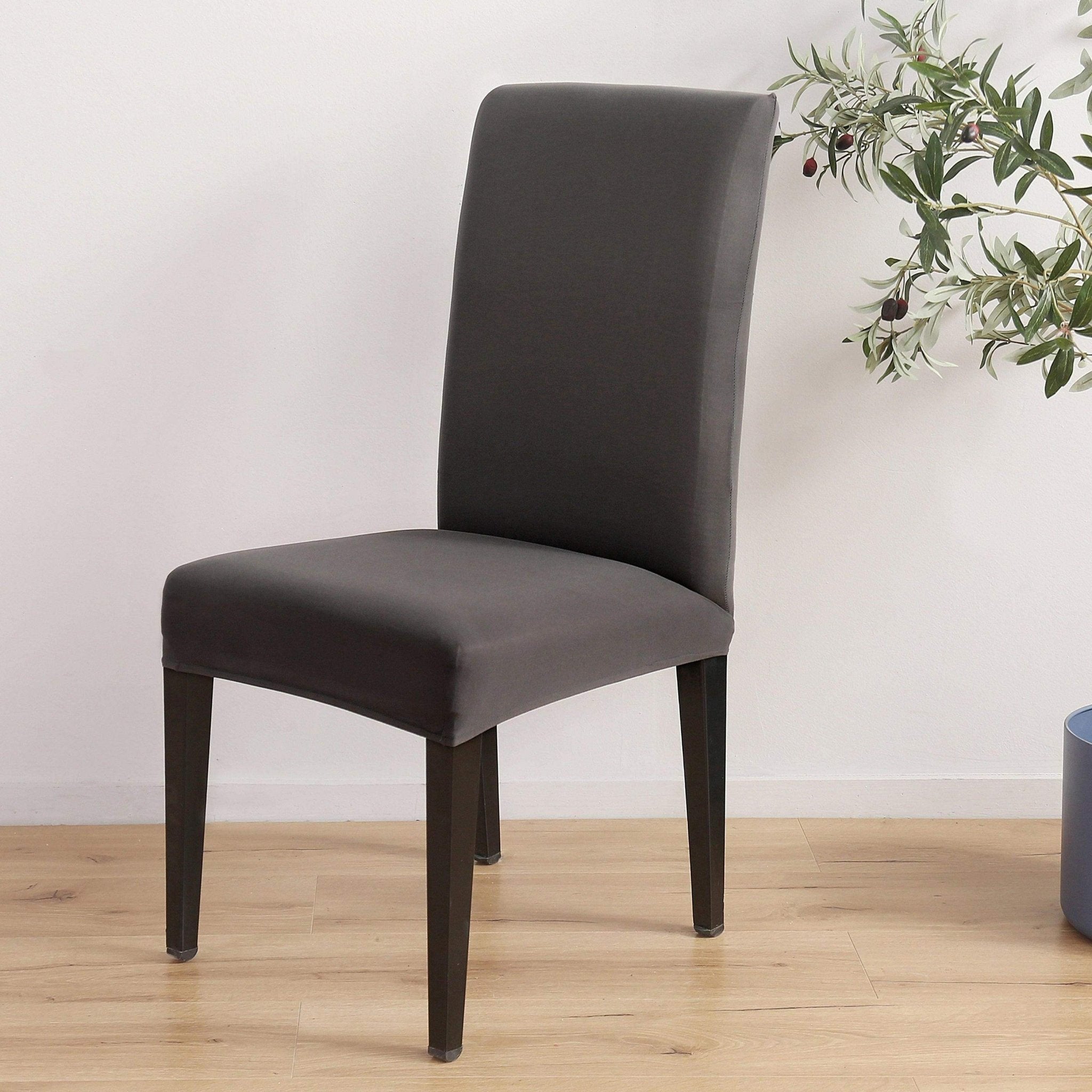 Hyper Cover Stretch Dining Chair Covers Iron Grey | Slipcover Protectors - 2 pcs -
