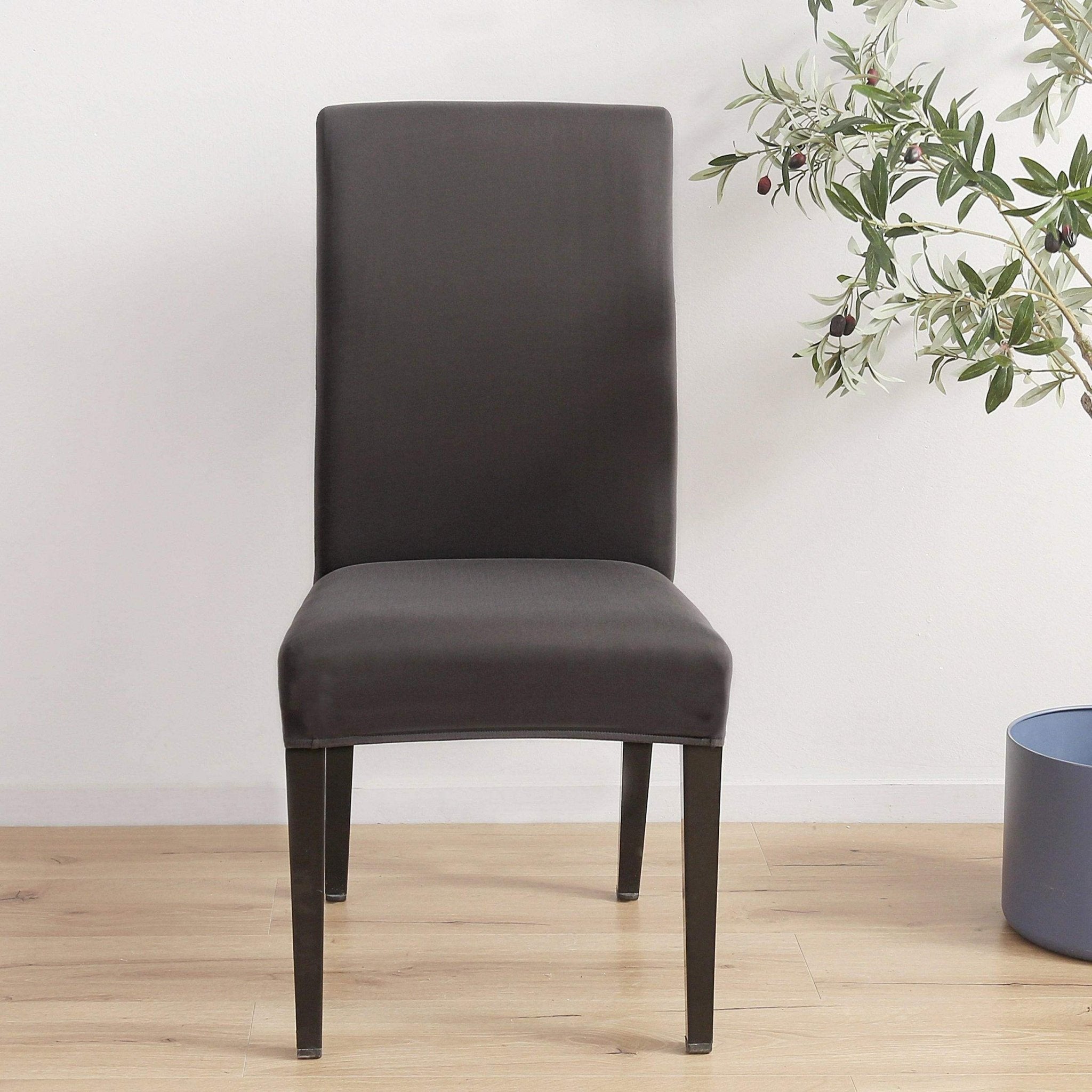 Hyper Cover Stretch Dining Chair Covers Iron Grey | Slipcover Protectors - 2 pcs -