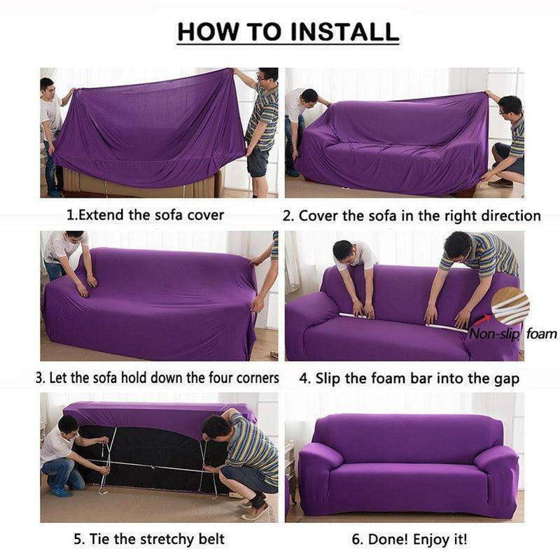Hyper Cover Stretch Sofa Cover Plain Colour Grey | Sofa Covers | Brilliant Home Living