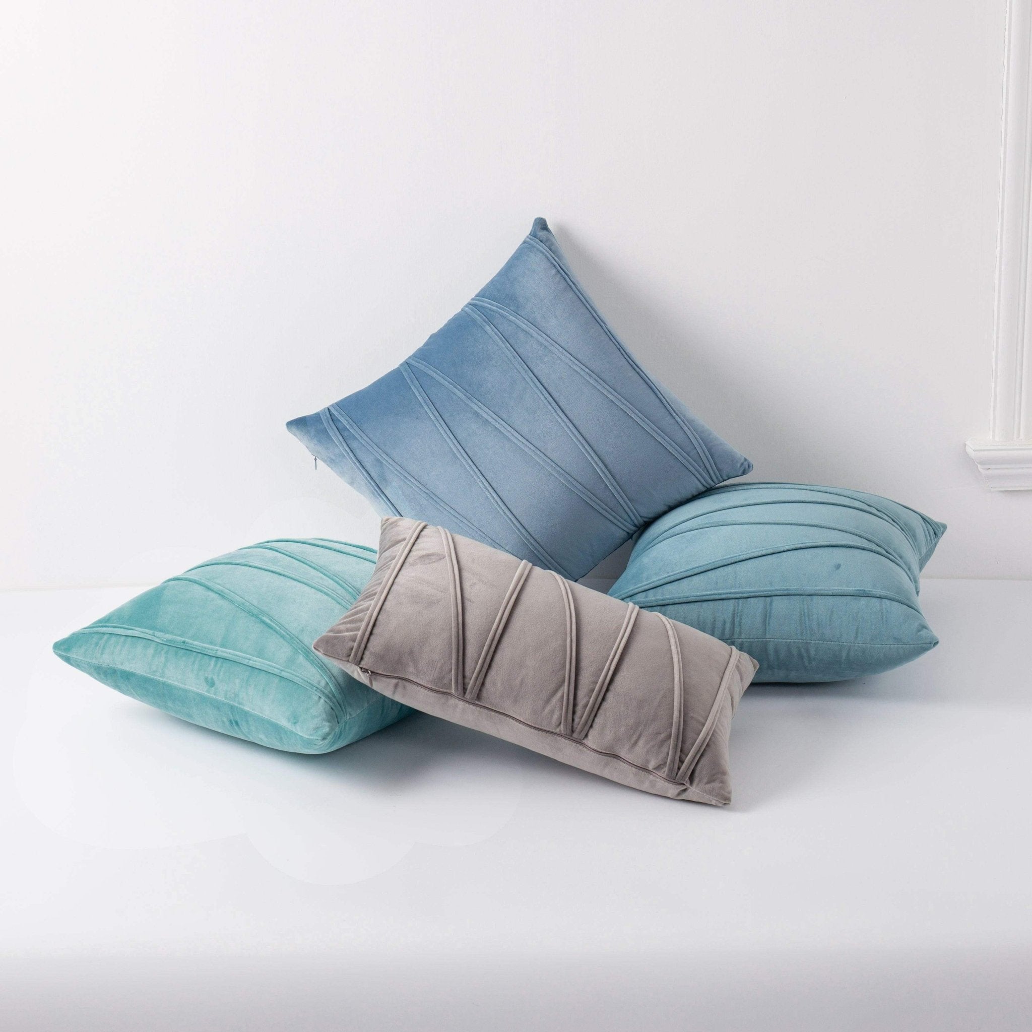 Hyper Cover Velvet Striped Cushion Cover | Textured Soft Throw Pillow Case - Beige - 30x50 cm